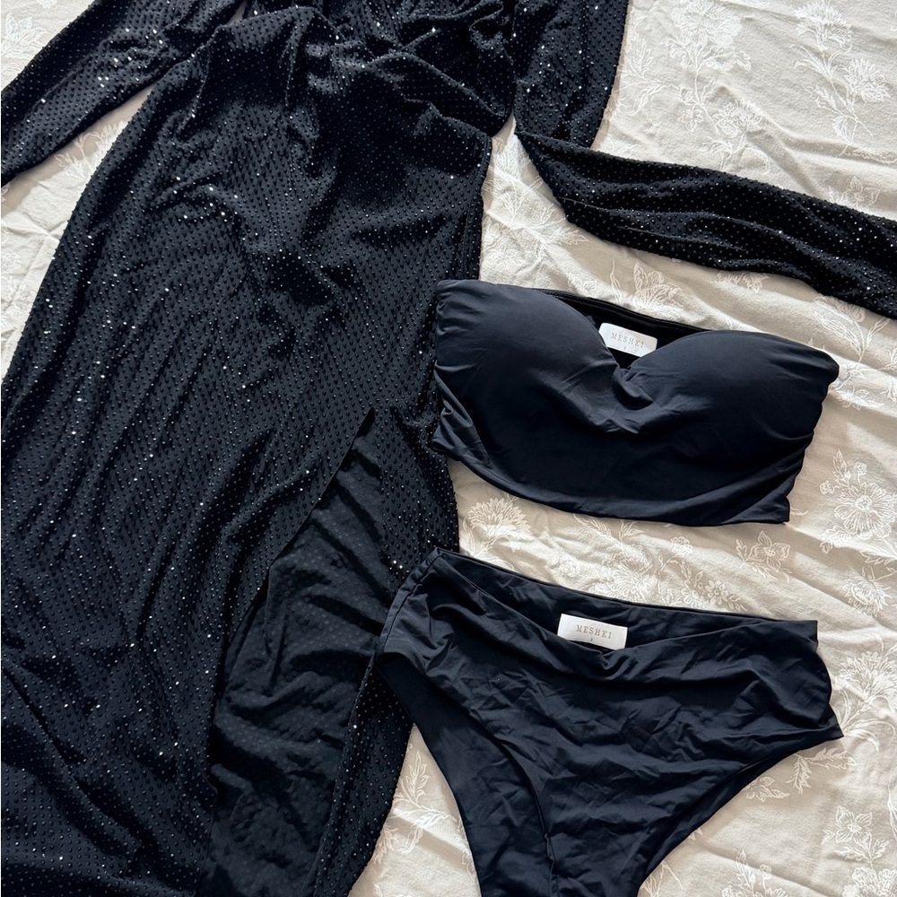 Meshki Black Maxi Dress with Sequin Detail